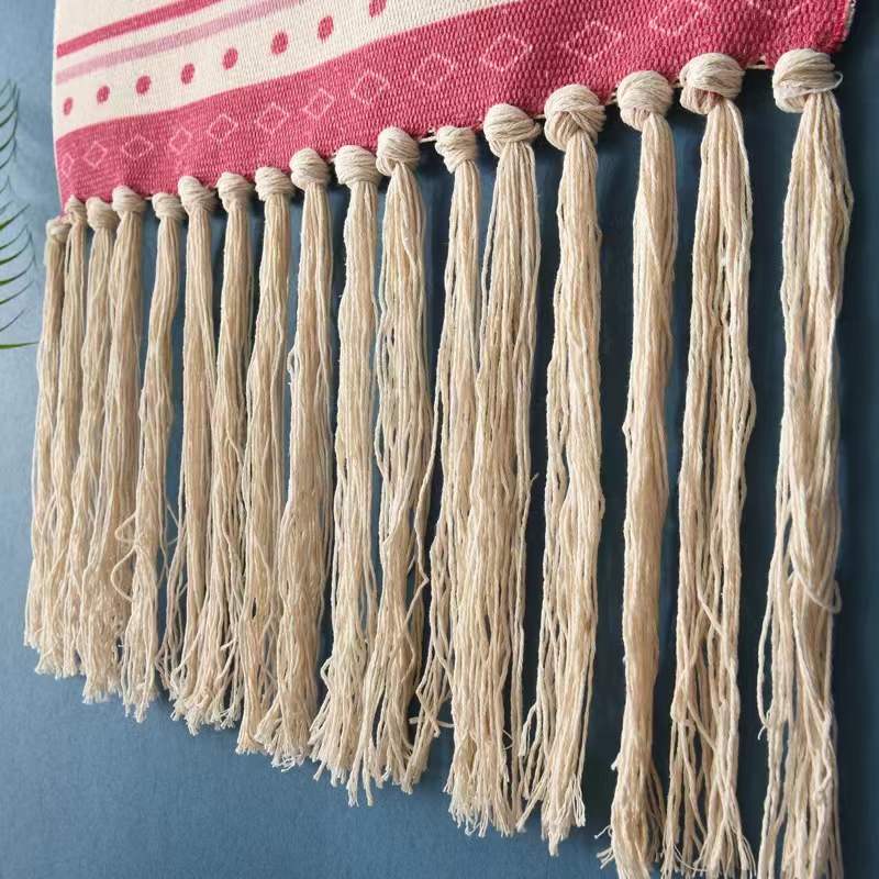 Tapiz colgante de pared de macramé para decoración del hogar, borla de algodón tejida hecha a mano, lienzo geométrico bohemio, tapiz de tela de fondo artístico