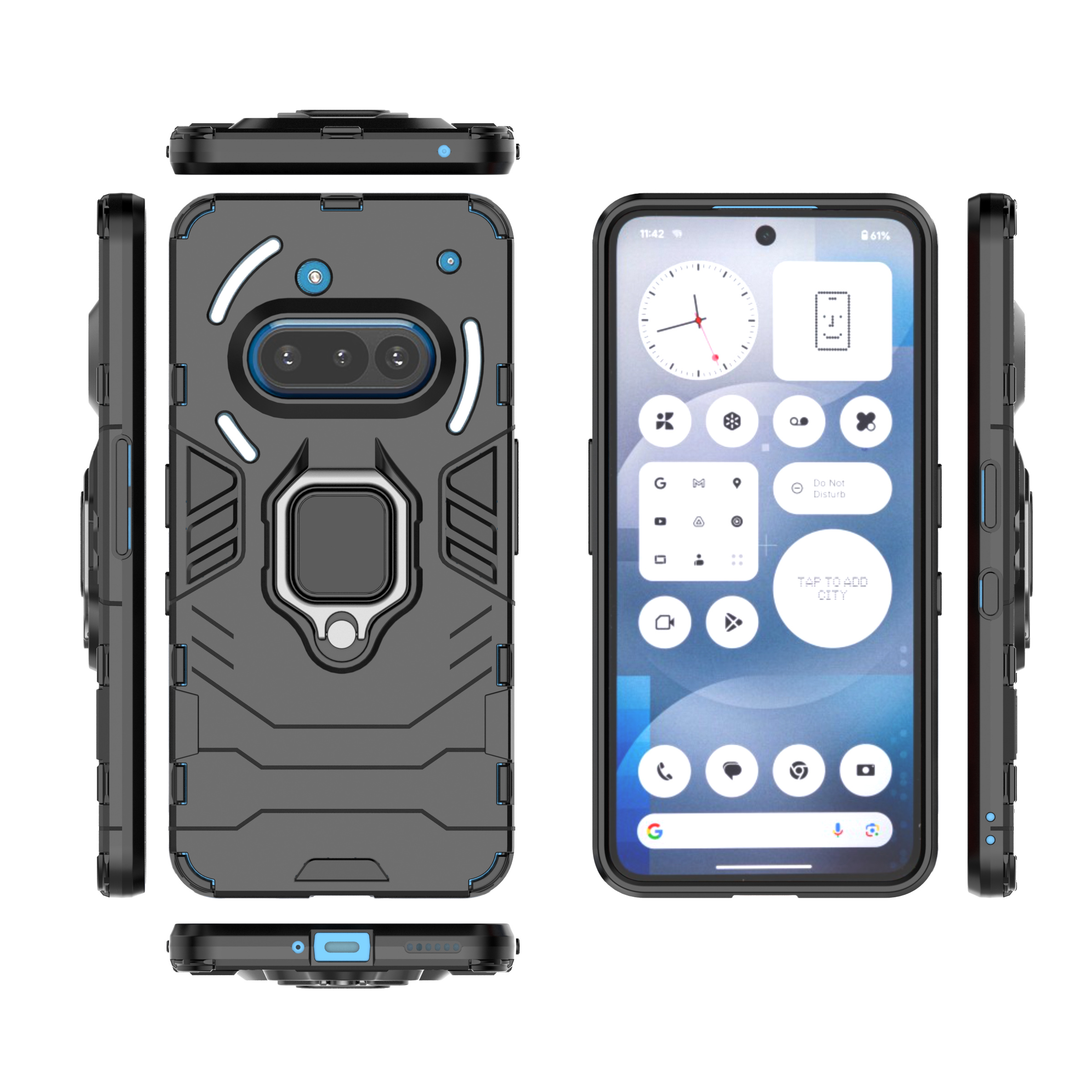 Standfunktion Handyhülle für Nothing Phone 3A Pro 2a Plus Phone3a Phone2a Fingerring Coque Cases