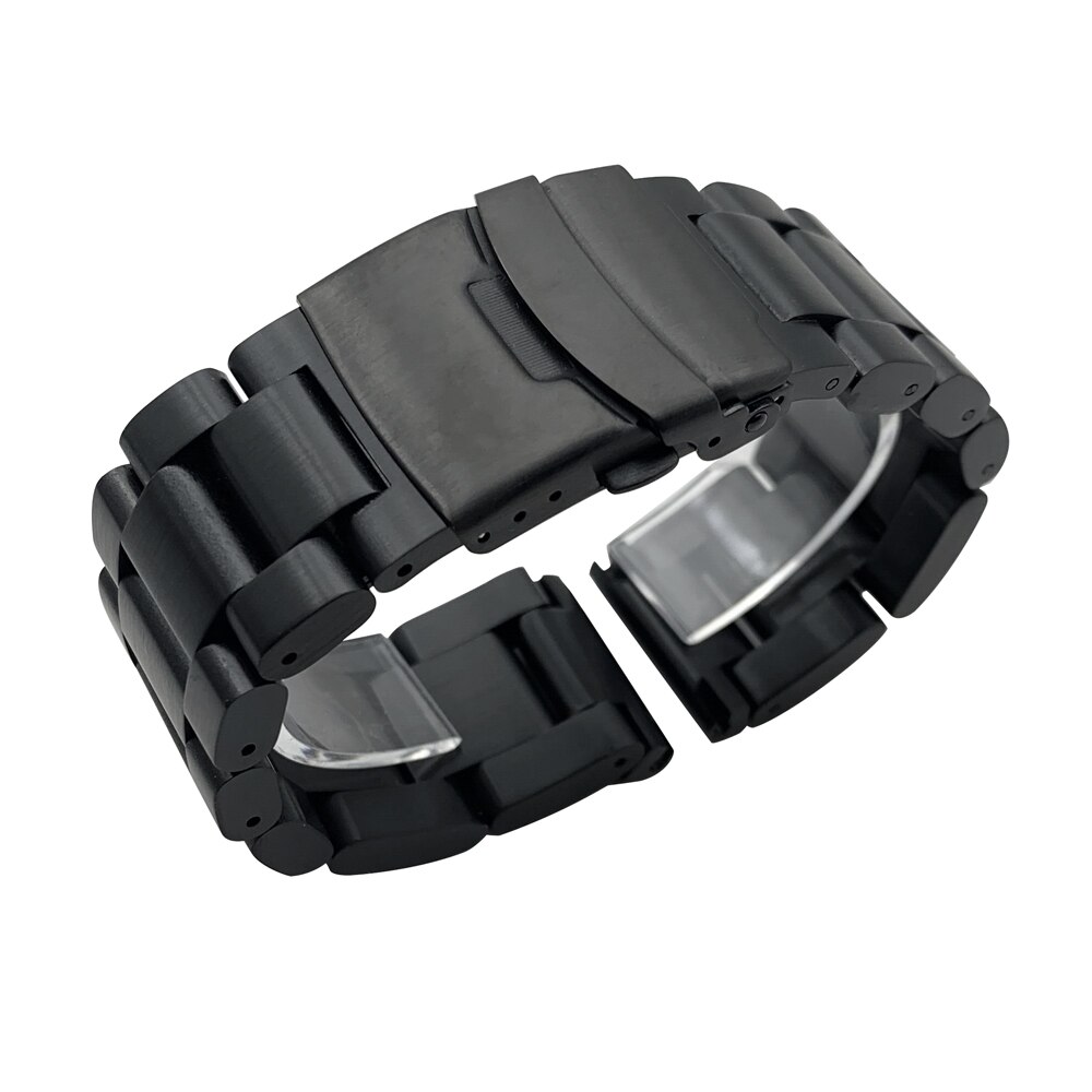 Solid Thickening 5.5mm 316L Stainless Steel Watchbands Silver 22mm 24mm 26mm Metal Watch Band Strap Wrist Watches Bracelet: black / 26mm