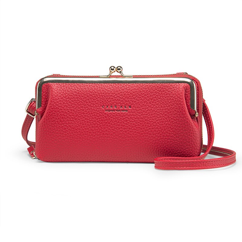 Soft PU Leather Crossbody Bags For Women Small Mini with Metal Handle Lady Shoulder Messenger Bag Handbags: C0042-RED