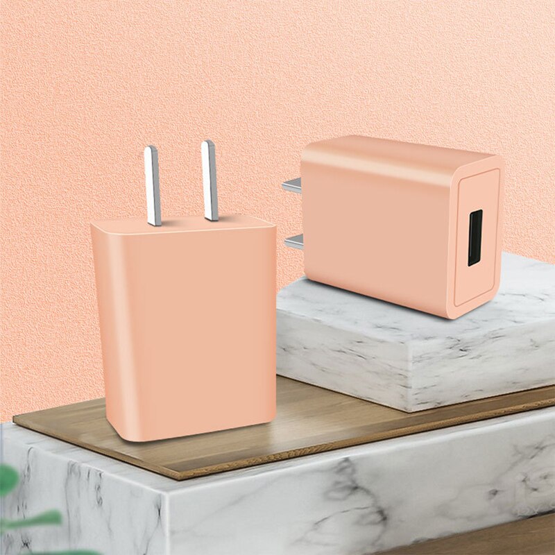 5V 2A Usb Snellader Adapter Draagbare Traval Oplader Mobiele Telefoon Snel Opladen Charger Power Adapter Voor Iphone 12 samsung: Pink