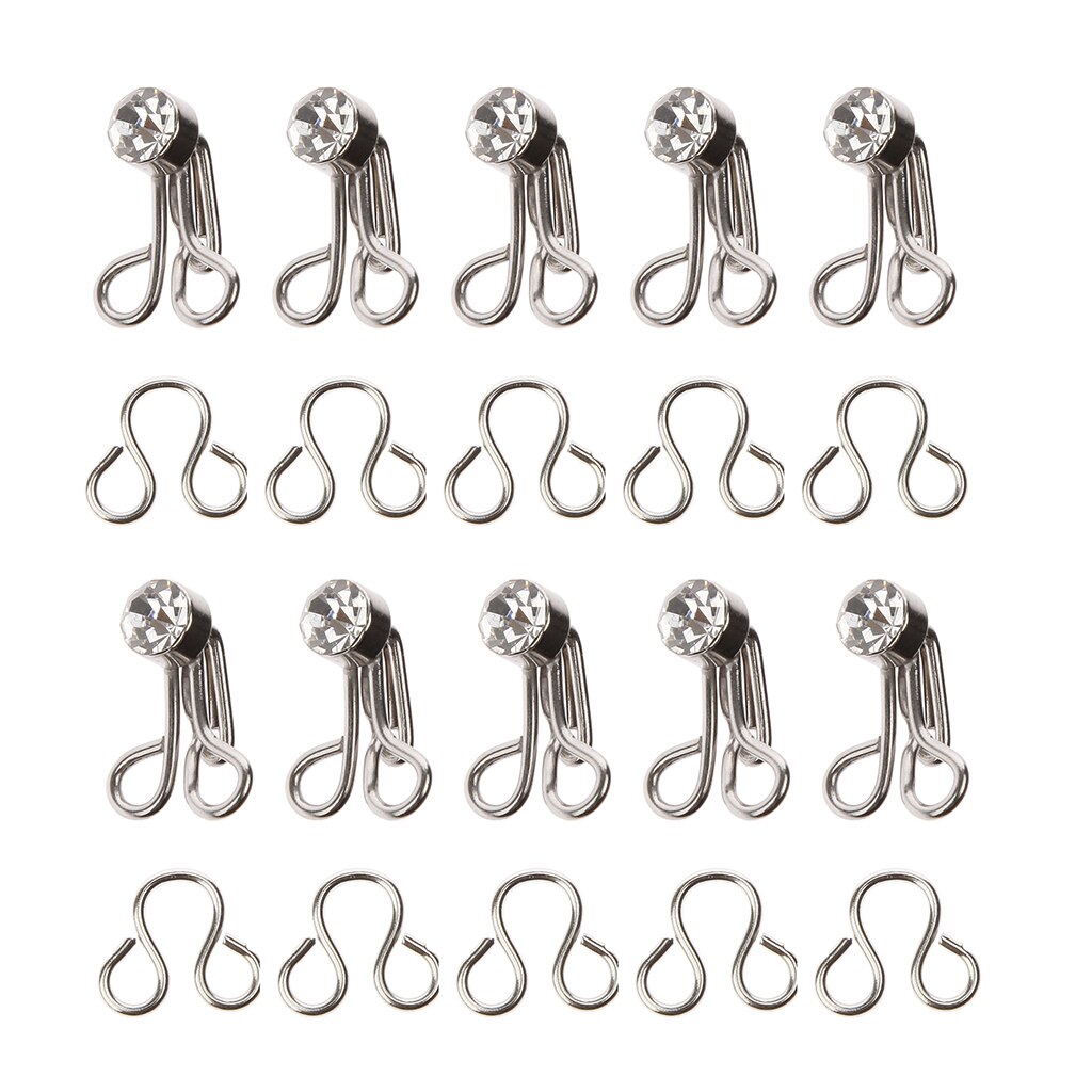 10 Sets Rhinestone Hook And Eyelets Clasp Tool Collar Hook For DIY
