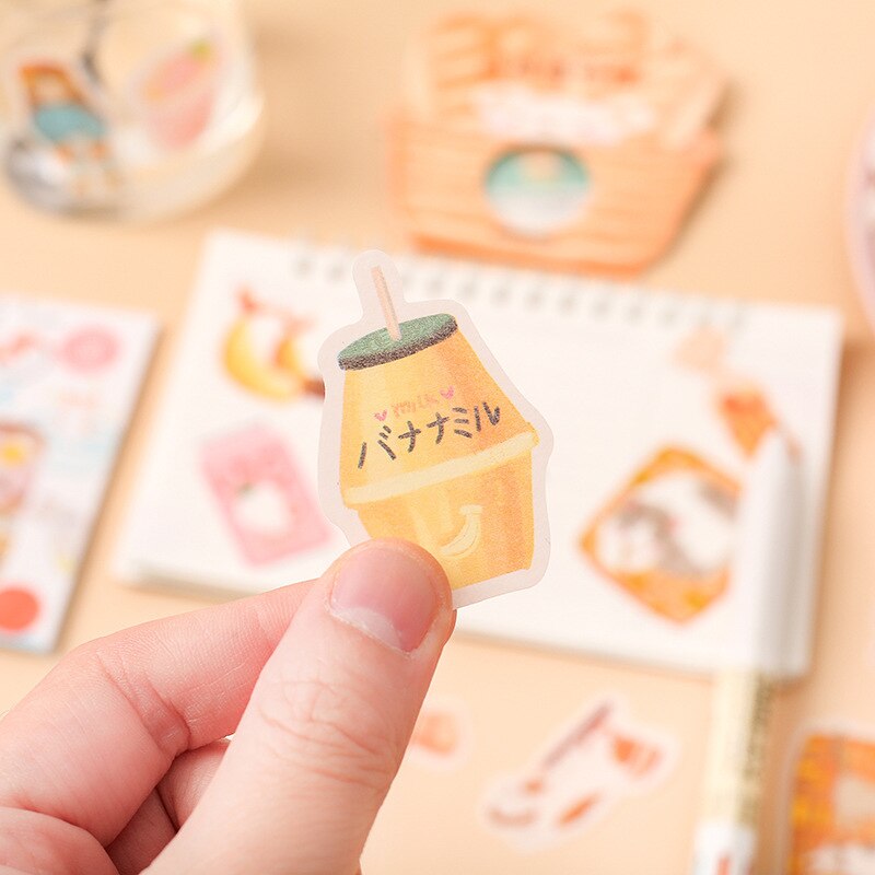 Eating Snacks Series Cute Sticker Custom Stickers Diary Stationary Flakes Scrapbook DIY Decorative Label flower Stickers set