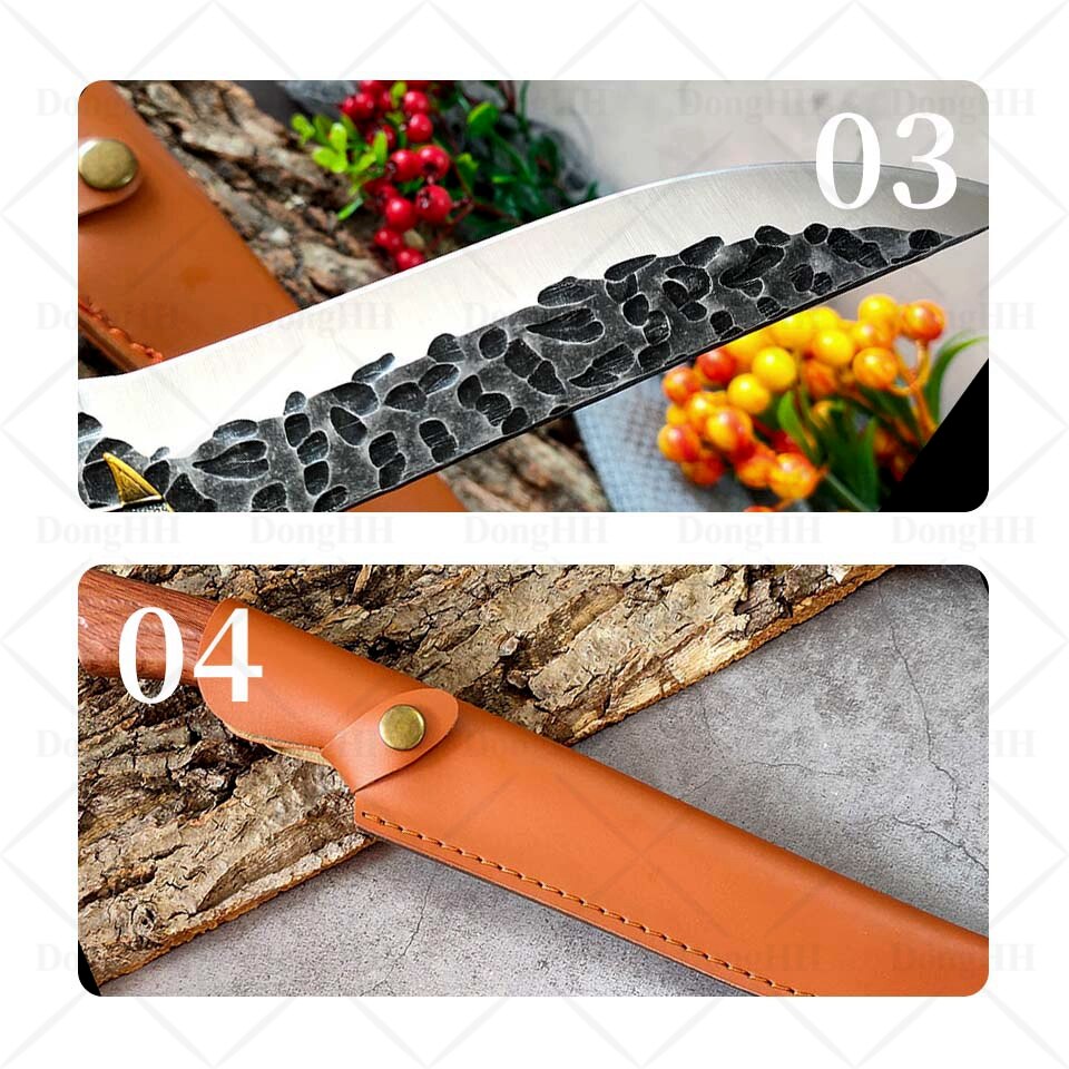 Knife Kitchen High Carbon Stainless Steel 5Cr1 5CoMov Chef Knife Set With Sheath Forged Meat Cleaver Dragon Decor