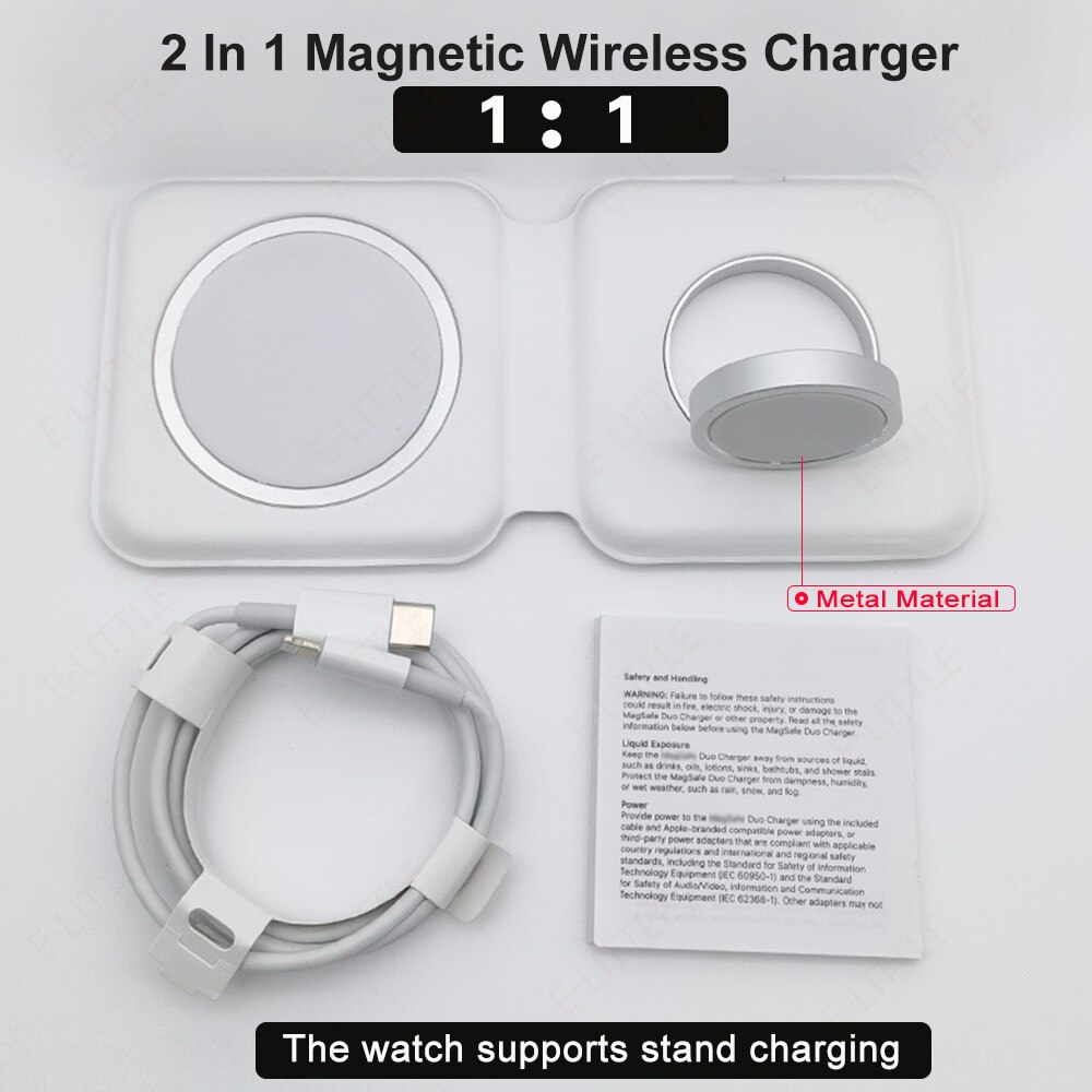 2 In 1 Q500 Überzug Magnetisch Drahtlose Ladegerät Für iPhone 12 Pro Max Mini Qi Standard Tragbare Magnet Lade Für iWatch