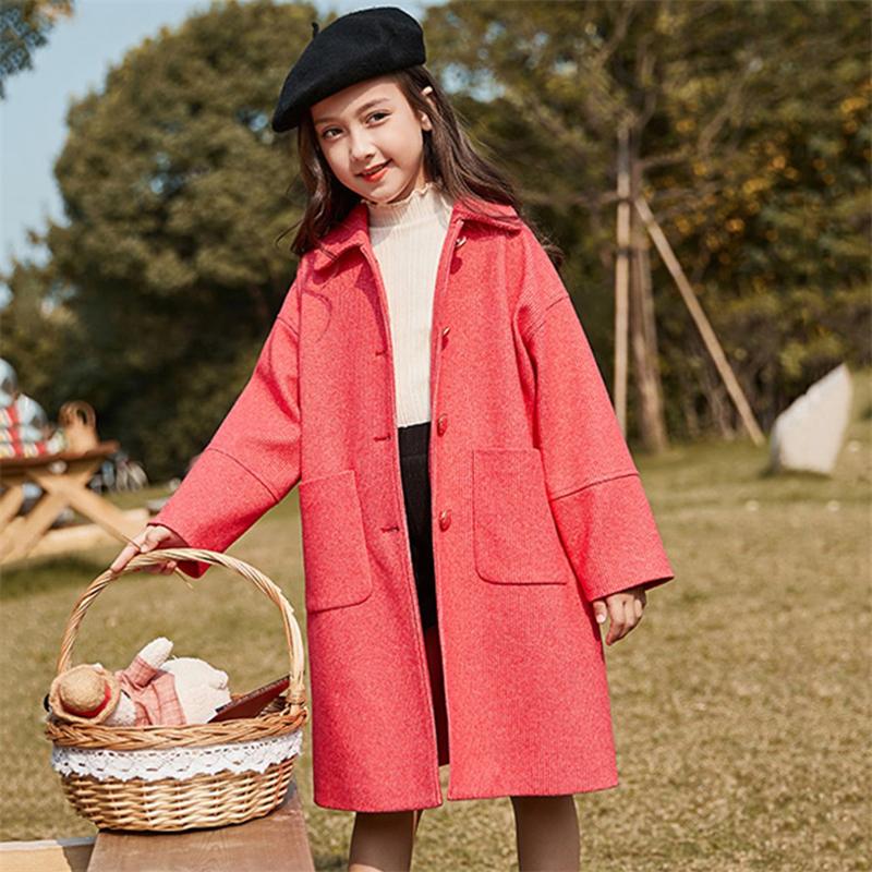 Höst vinter flickor ullrock barn rutig barn outfit tonårskläder barn fritids ylle ytterkläder  k205