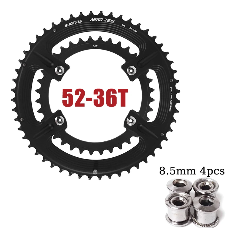 BUCKLOS Bicycle Chainwheel 110BCD Bike Crown Chain Ring Road Bike Double Chainring 50-34T 52-36T 53-39T 4/5 Claws Tooth Plate