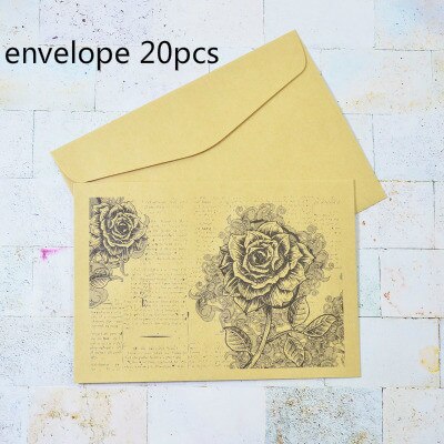 Retro Romantic Rose Letter Paper Envelope Message Card Letter European Kraft Vintage Writing Love Paper Lettering Letter Set: A