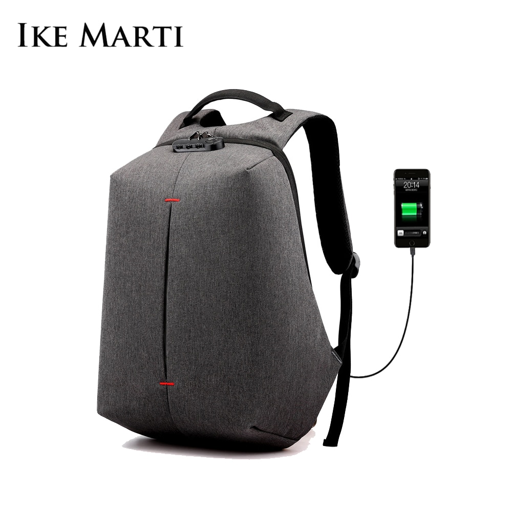 IKE MARTI Anti-Theft Backpack 15.6 Inch Laptop Bag Men Mochila Women Waterproof Urban Black Large Capacity School Backpack: 039 gray