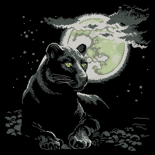 Zwart geborduurd doek 14CT dierenprints borduurpakketten D331 Panthers onder het maanlicht handwerken