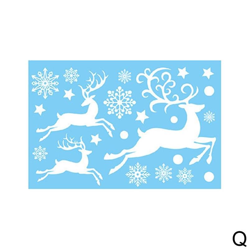 Kerststickers muurstickers statische stickers raamstickers kerstman eland vitrinekast: Q