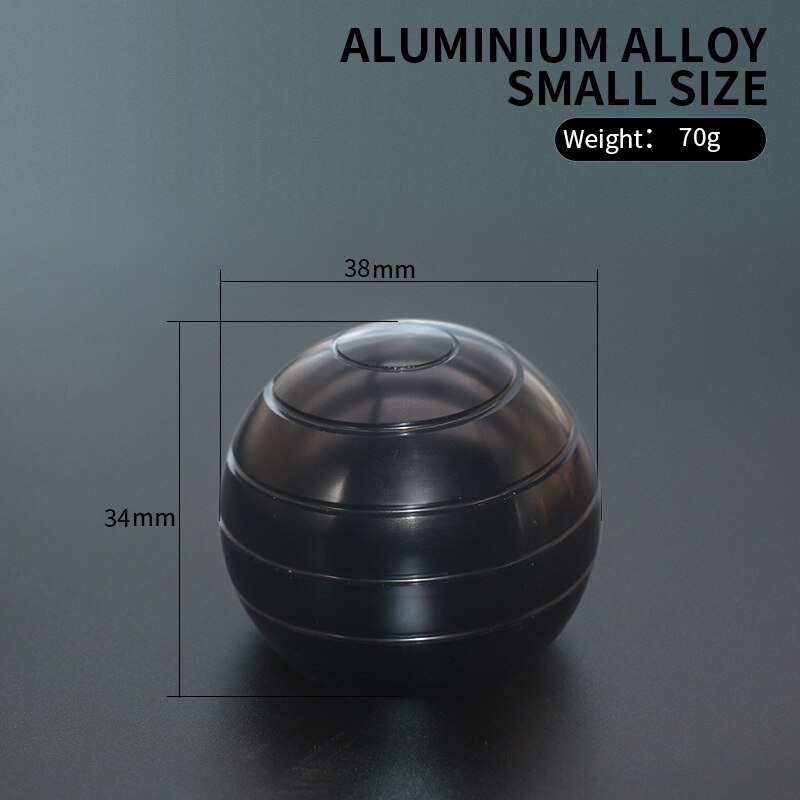Llusion Vloeiende Bureau Bal Decompressie Speelgoed Aluminium Top Metalen Spinning Toy Kids Kinetische Anti Stress Roterende Gif: Black