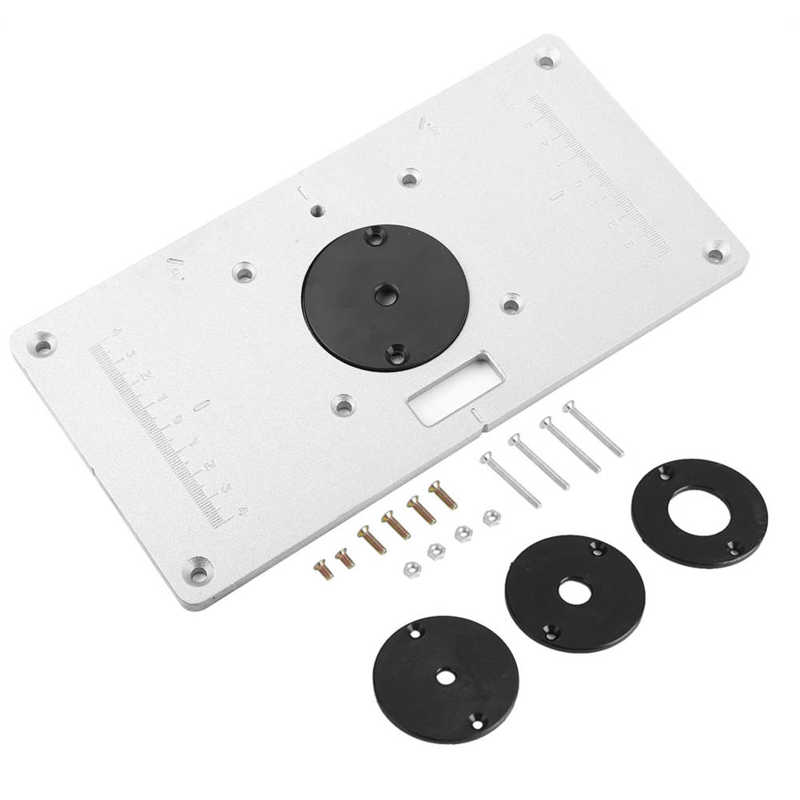 235*120*8mm Aluminum Router Table Insert Plate with 4 Rings and Screws for Woodworking Benches for DIY Craft Mold