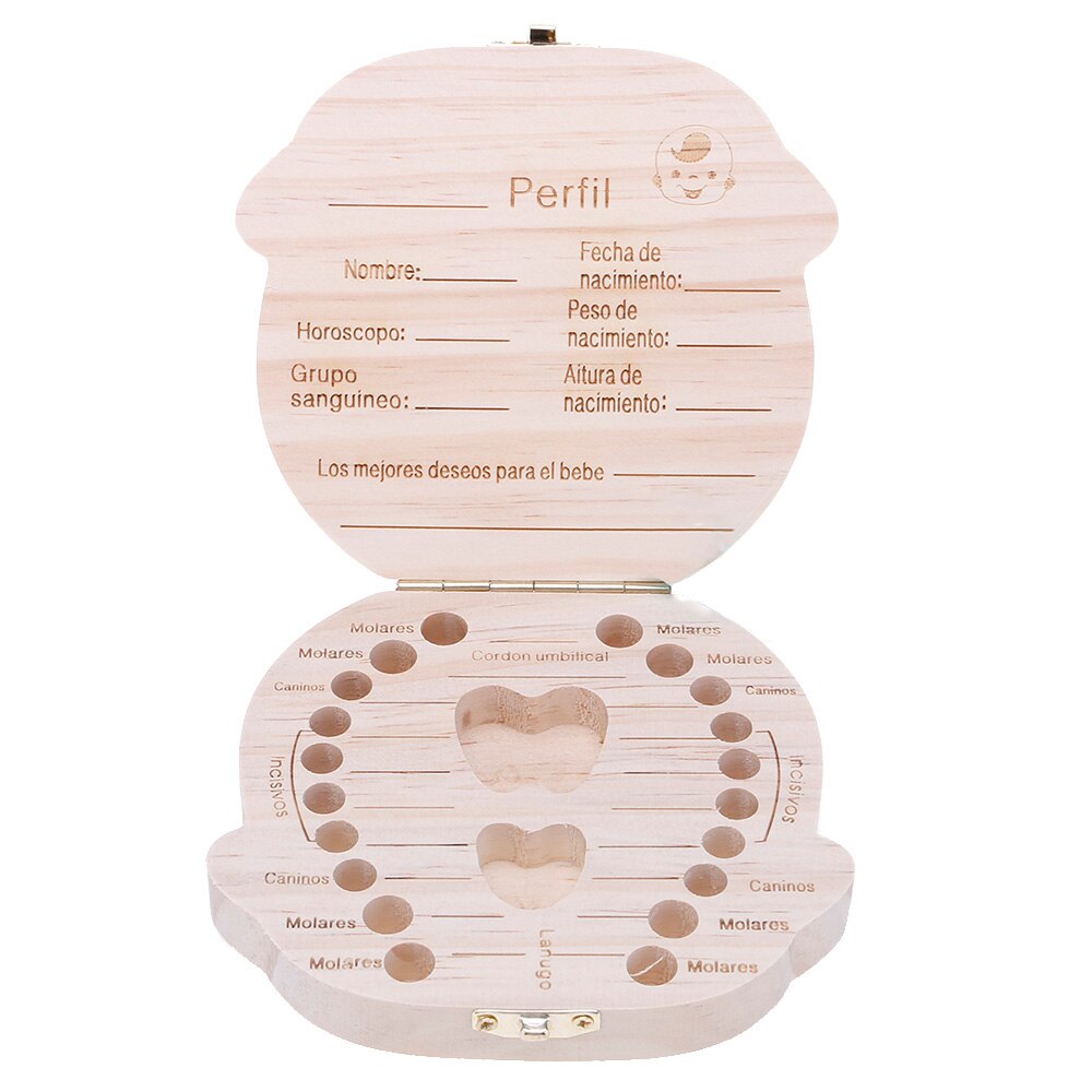 Baby groei souvenir doos gedrukt baby tand doos gekleurde houten: XBNH