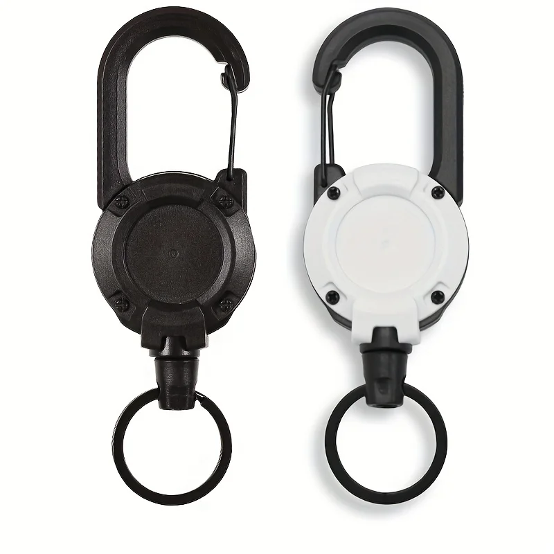 1/2/4 Uds soportes retráctiles extensibles llavero carretes de insignia Clip resistente con mosquetón llavero para hombres bolsas al aire libre: Gris