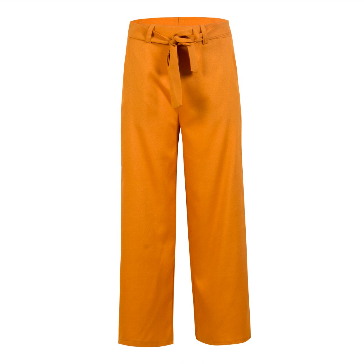 Pantalones Palazzo Culottes Mujer suelta alta cintura ancha pierna sólida pantalones largos sólido verano otoo: YELLOW / L