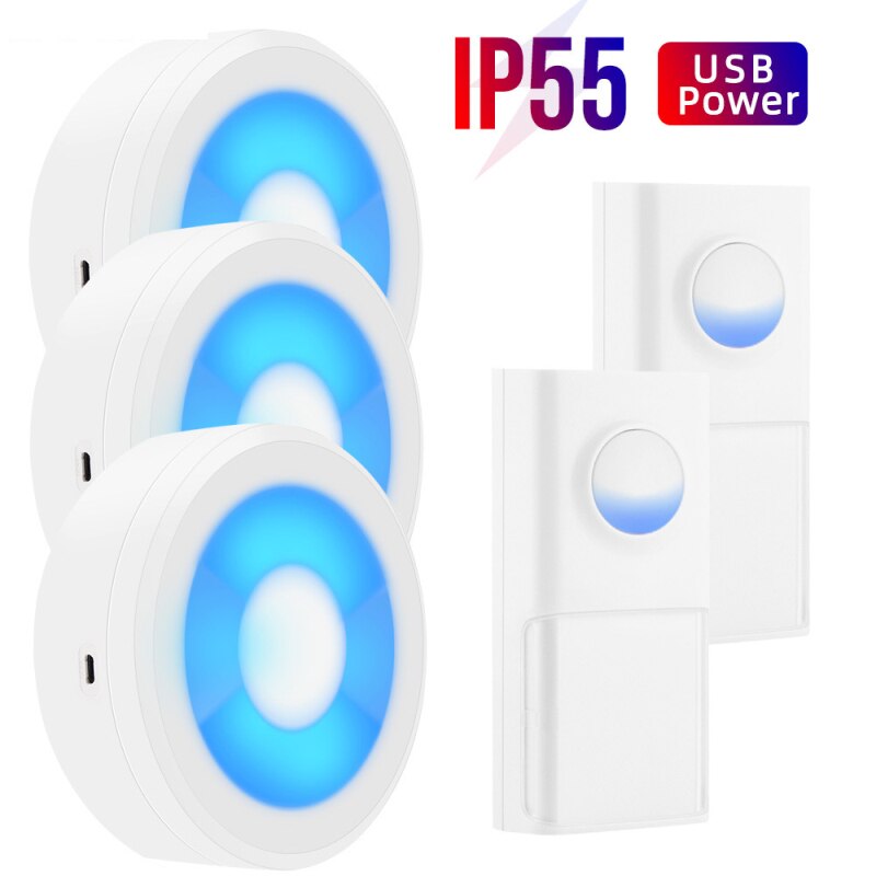 USB Powered IP55 Waterproof Wireless Smart Doorbell Door Bell Ring Chime Call 433MHZ LED Night Light Home Plug-Free: 12