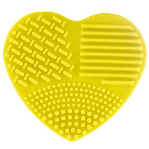 Love Heart Wash Cosmetic Brushes Cleaner MakeUp Washing Brush Gel Cleaning Mat Silicone Foundation Makeup Tool Cleaning Scrubber: Yellow