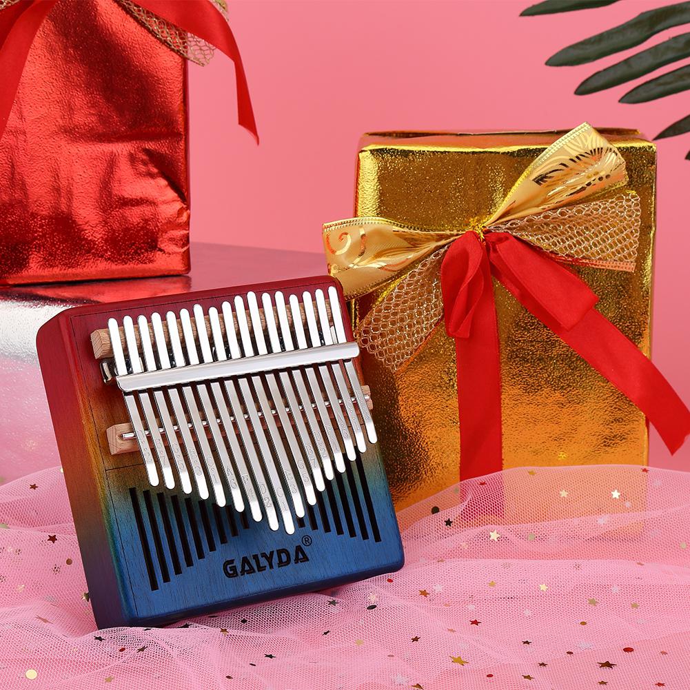 Kalimba 17 Key Mahogany Body Thumb Piano Gradual rainbow color Mbira Musical Instrument