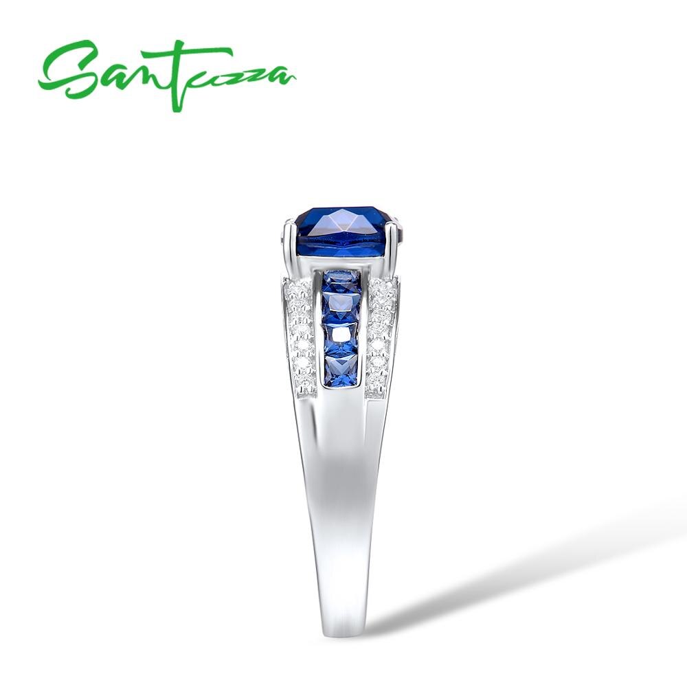 Santuzza Zilveren Ringen Voor Vrouwen Pure 925 Sterling Zilver Glamorous Blauw Kussen Steen Bruiloft Accessoires Fijne Sieraden