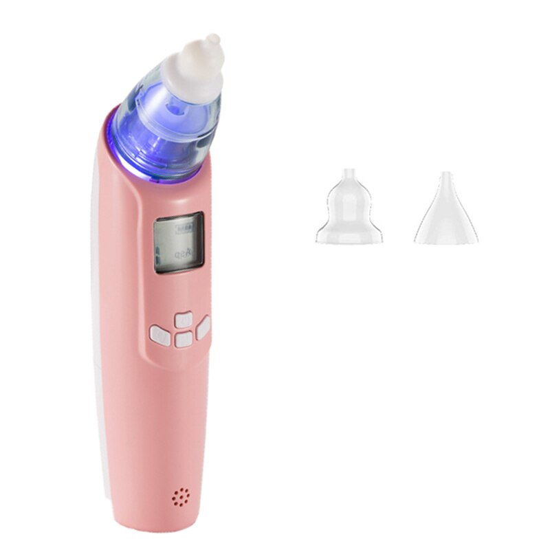 Electric BABY Nasal Aspirator-Battery Operated Nose Cleaner-Adjustable Settings and Reusable Tips LCD Sn