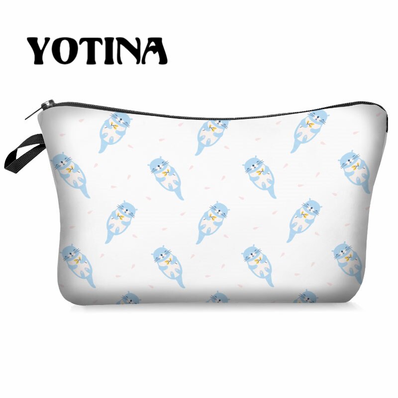 Bolsa de maquillaje Yotina para mujer, bolsa de cosméticos con patrón Multicolor, bolsa de aseo con estampado de llama en 3D, organizador de maquillaje de viaje: bpd54798