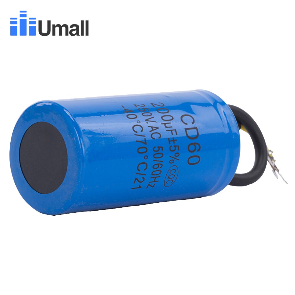 CD60 200 uF 250 V AC Startcondensator Voor Zware Elektrische Motor Compressor Rood Geel Twee Draden