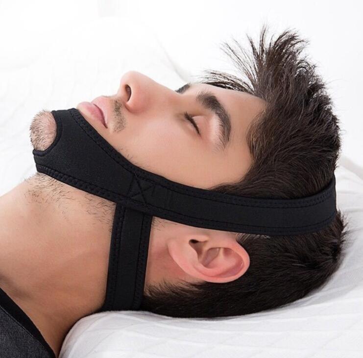 Anti snarkbälte sluta snarka hakband kvinna man natt sova stödhjälpmedel snarkskydd käke snarkpropp bandage: Svart