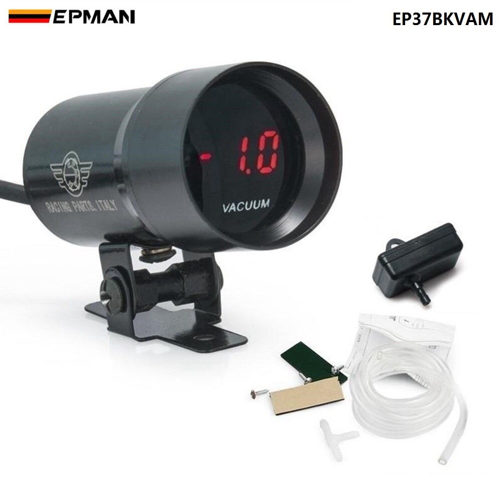 EPMAN 37mm COMPACT MICRO DIGITAL SMOKED VACUUM GAUGE UNIVERSAL 3-4-6-8 CYLINDER ENGINES For Jeep Cherokee XJ91-01 EP37BKVAM: Default Title