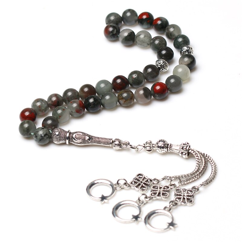 Venda quente africano bloodstone colar oração islâmica grânulos 33 tasbih