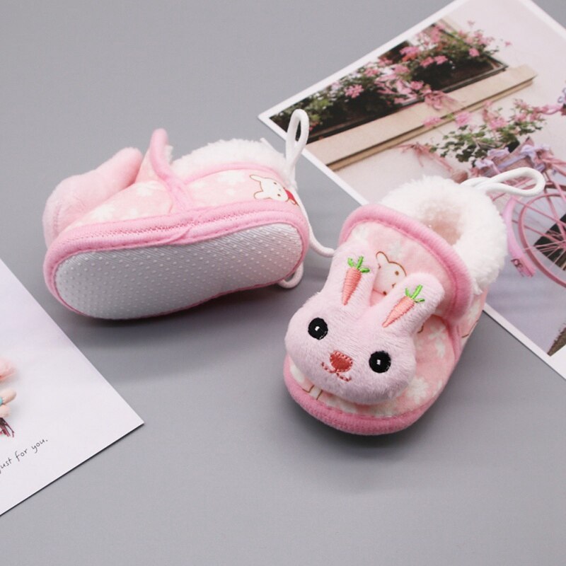 Winter Warm Baby Cartoon Rabbit Slipper Infant Warm Fleece Cotton Baby Shoes For Boys Girls