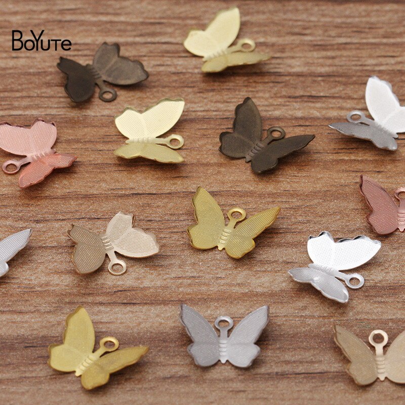 BoYuTe 100Pcs 11*13MM Schmetterling Charms Diy Hand Made Metall Messing Zubehör Teile für Haar Schmuck Machen