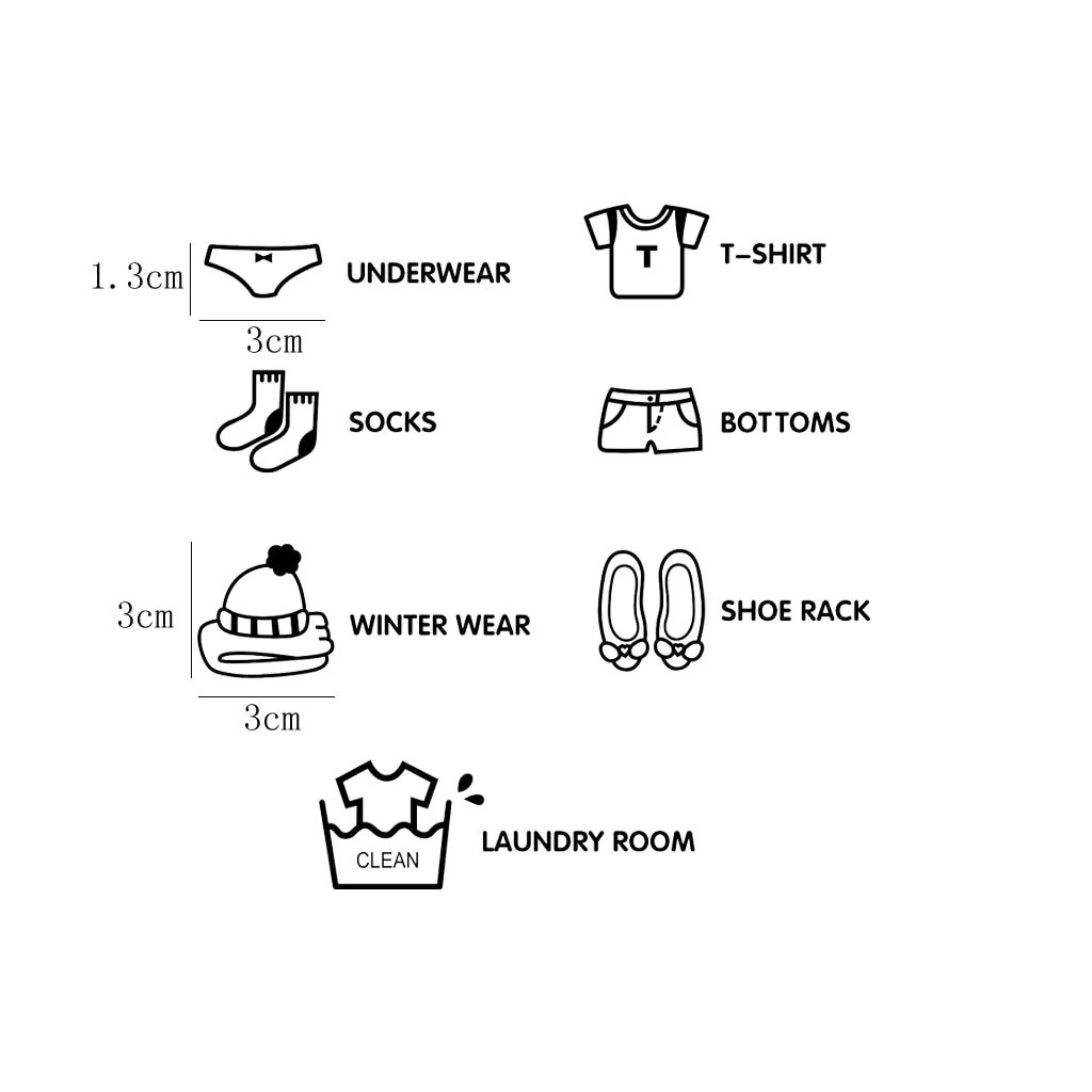 7pcs Waterproof clothing Classification Organizer Decals Hat Underwear Shoes Bra Easy to identify Distinguish Wardrobe #T2