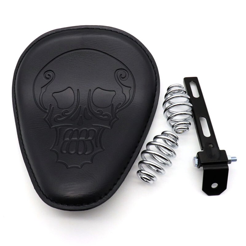 Aangepaste motorfiets pu lederen zadelkussens 3 "veren solo beugelzadel universeel voor harley chopper bobber cafe racer