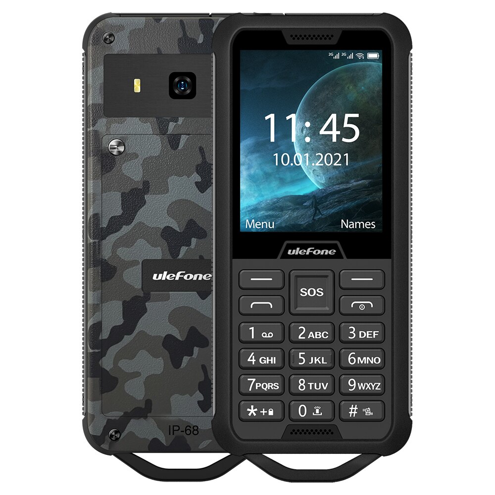 Ulefone-teléfono móvil inteligente Armor Mini 2 de 2,4 pulgadas, dispositivo inalámbrico con Radio FM, batería de 2100mAh, cámara de 0,3 MP, SIM Dual, para aventuras al aire libre, MTK6261D: Camouflage