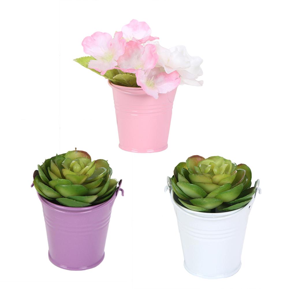 Cubo de hojalata de Color sólido para decoración de jardín, Cubo de hojalata para decoración de hogar y Hotel