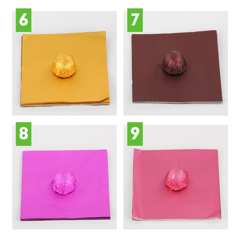 Papel de aluminio colorido para envolver chocolates, envoltorio de té, , paquete de alimentos, embalaje de dulces para de boda, 100 piezas
