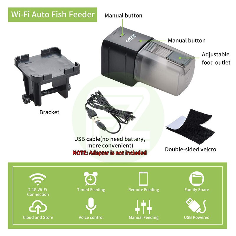 Kontrol automatisk fiskefoder med app akvarium automatisk fiskefoder, wifi kontrol automatisk fiskemad dispenser til hjemmekontor