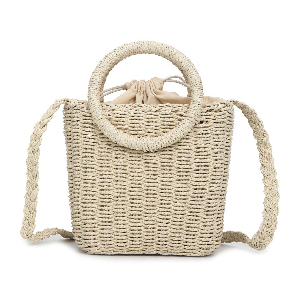 Bolsa para damas tejido bolsa de paja para playa verano Mujer círculo mano Bali redondo Retro de mimbre bolso versátil bolsas # G67