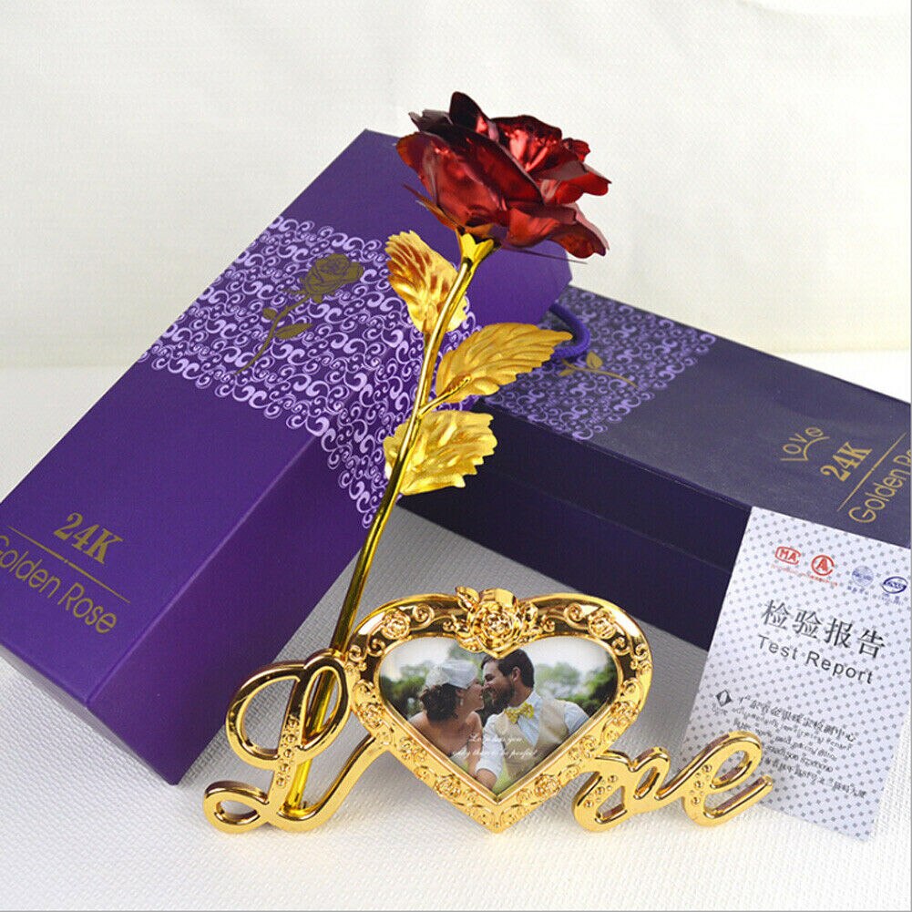 Beautiful 24k Gold Plated Golden Rose Flowers Anniversary Mothers Day Girlfriend Artificial Flowers: Red