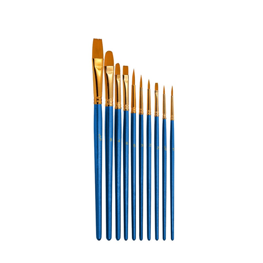 10pcs Art Model Paint Nylon Hair Paintbrush Painted Pen Pearlescent Blue Aintbrush Set Graffiti Craft Artist Paint Brushes: 3