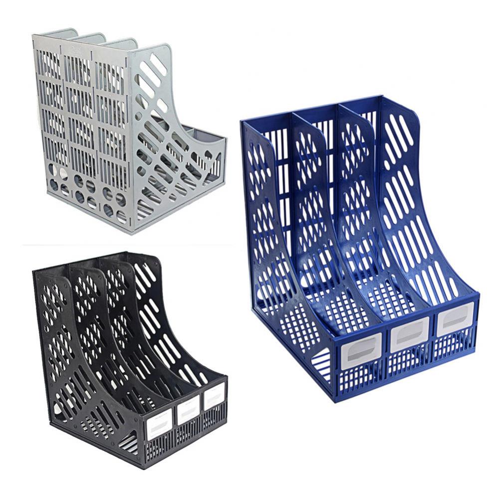 3 Sections Desktop File Racks File Stand Plastic Holder Home Office Document Storage box Desk Organizer