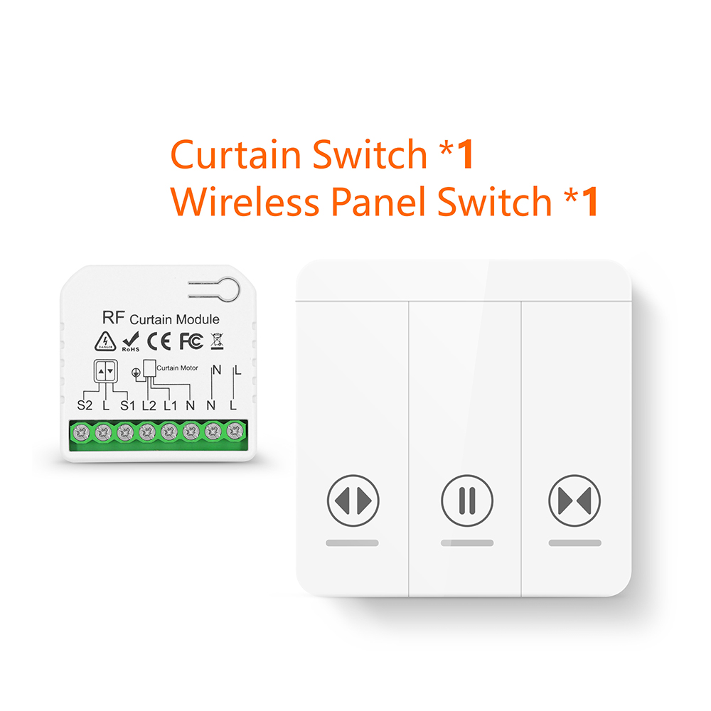 433Mhz Curtain Roller Shutter Wireless Switch and 5-in-1 Transmitter 110V 220V RF Module for Remote Control Blind/Awning/Motor: GRAY