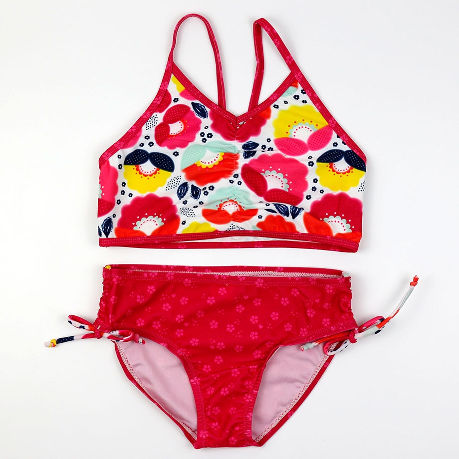 Infant Baby Girl Swimsuit 3-10 Years Children Swimwear Two Piece Girl Bathing Suit Red Floral Toddle Girl Bikini Child Swim Wear