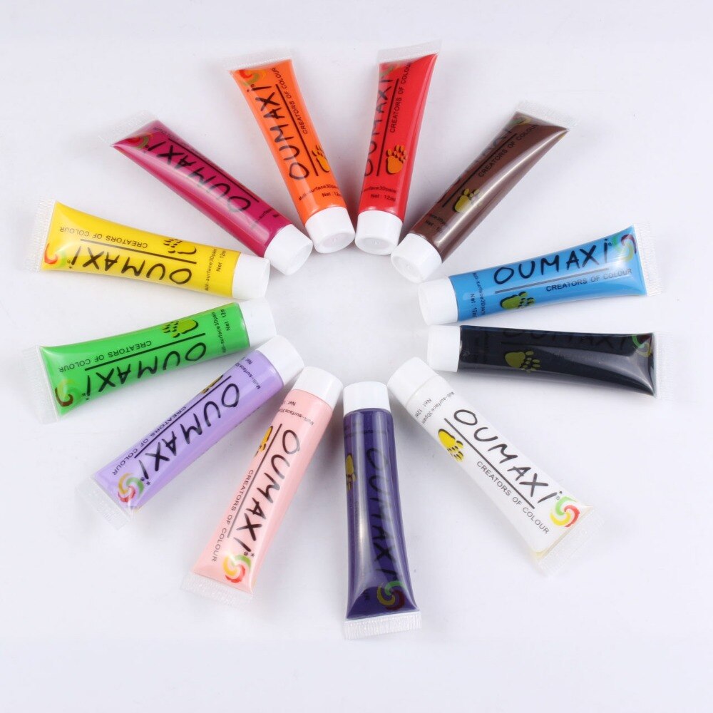 Doigt ange 12 pièces 12ml peinture à ongles Multi Surface 3D peinture OUMAXI Nail Art peinture 12 couleurs différentes outils de peinture à ongles