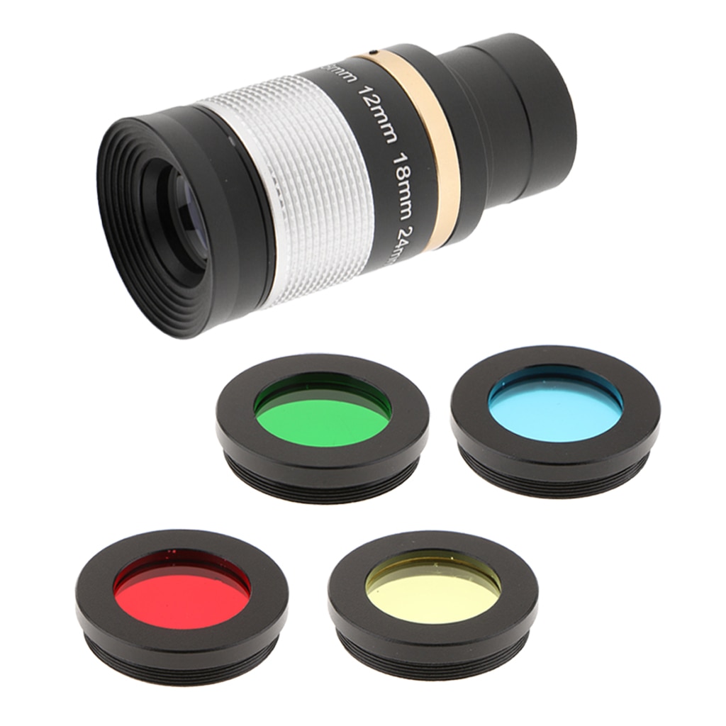 1.25 '' 31.7mm 8-24mm okular multibelagd optisk lins för teleskop skywatcher astronomi  + 4 st linsfärgfilterset