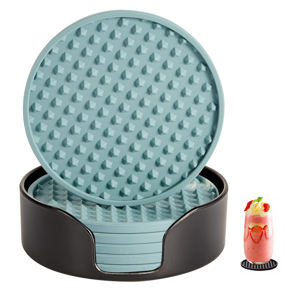 Posavasos de silicona para bebidas con soporte, tapete para secar platos y tazas resistente al calor, protección de mesa, posavasos antideslizantes para bebidas, 6/7 Uds.