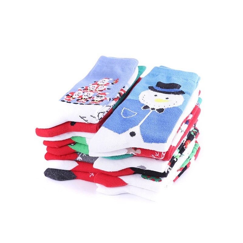 Christmas Socks Cotton Knit Crew Warm Socks For Girls Winter Novelty Christmas