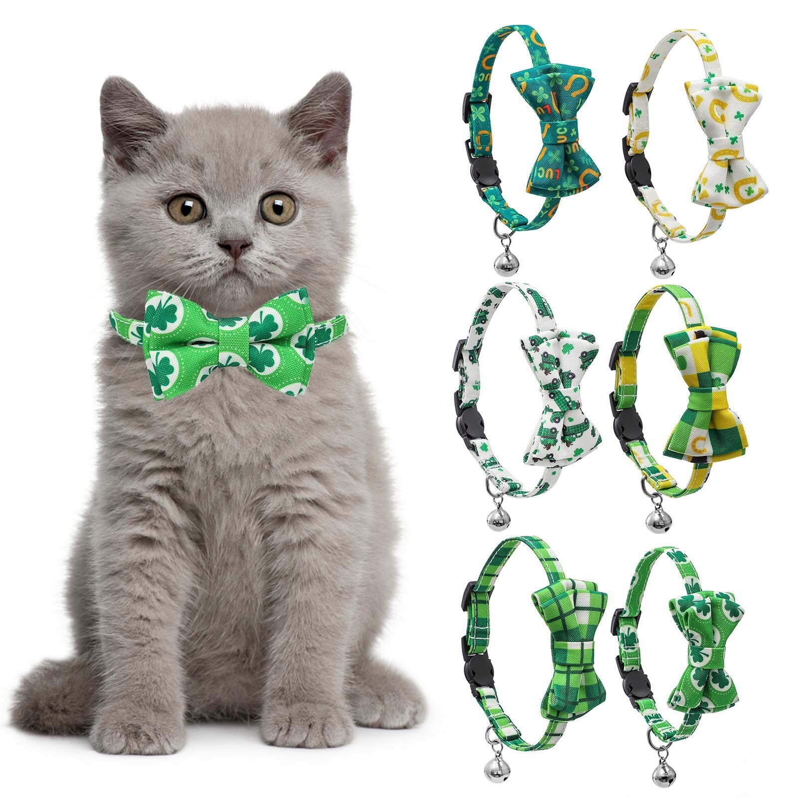 Lionet Paws Bowtie Hondenhalsband - Comfortabele zijden halsband met afneembare vlinderdas voor puppy en kat, hals 20-30cm
