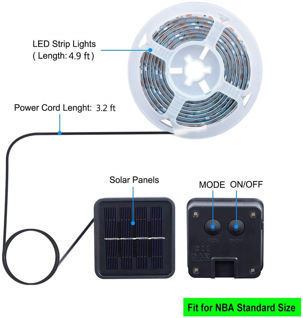 Tira de luces LED solares para interior/exterior, 45leds, 2835smd